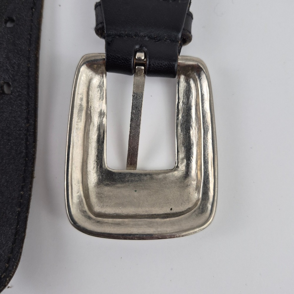 Kids Black Braided Genuine Leather Western Concho Belt Silver Tone Buckle ML - Picture 6 of 8